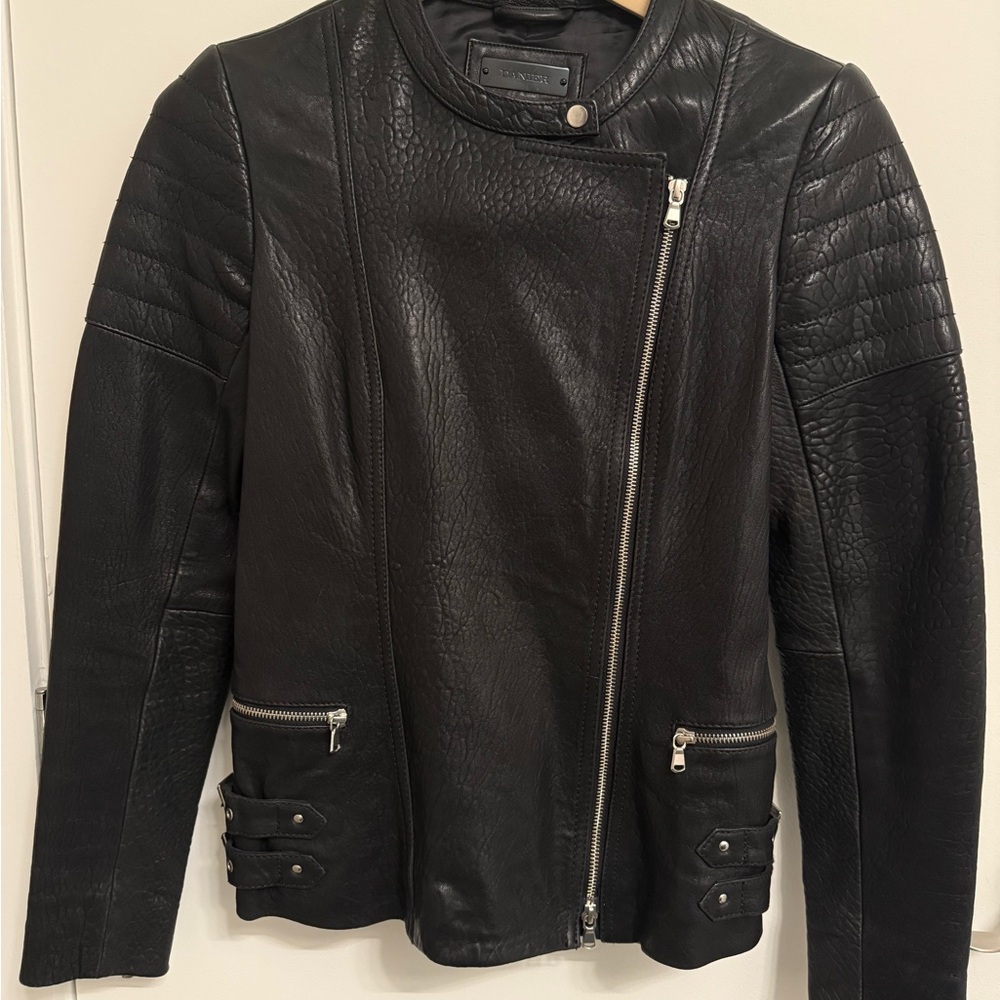 Danier Black Leather Jacket with Zipper Details